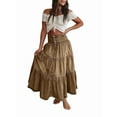 thumbnail image 1 of Women'S Bohemian Maxi Dress, Ruffled High Waist Flowy Tiered Ruffle A-Line Long Beach Dress Dark Brown M, 1 of 7