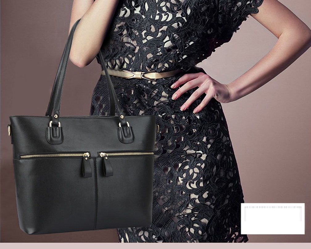 Zzfab 3 pcs Tote Bag Set Big Purse-Black