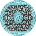 thumbnail image 1 of Ahgly Company Indoor Round Medallion Light Blue Traditional Area Rugs, 6' Round, 1 of 4