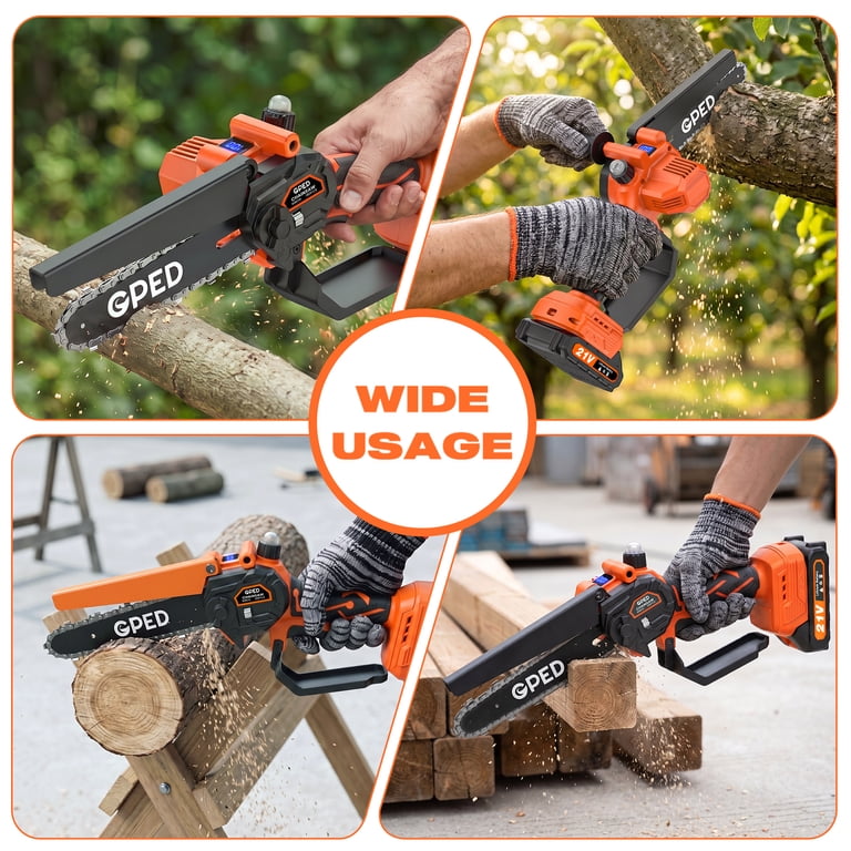 GPED Brushless Mini Chainsaw, 6" & 8" Cordless Kit photo 7