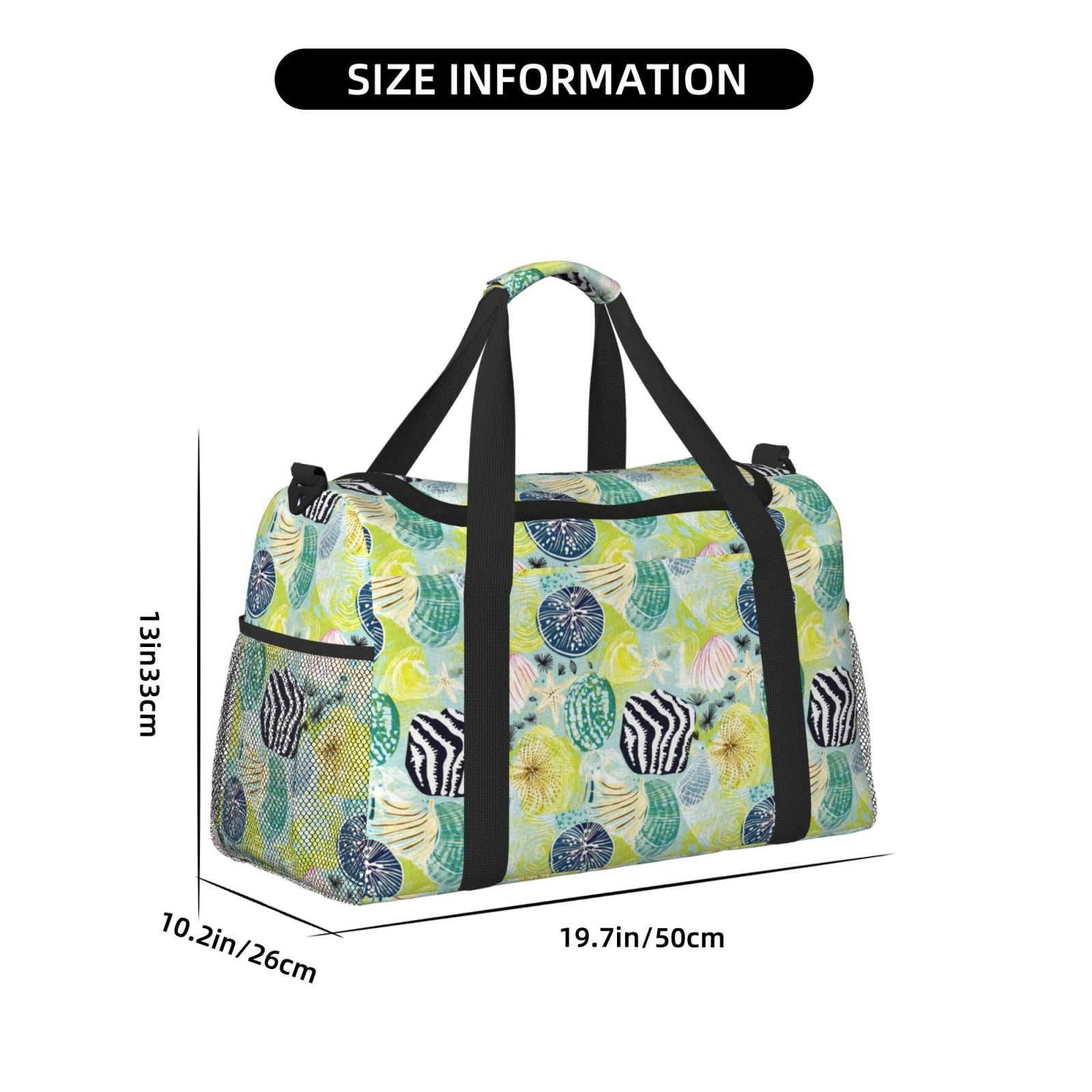 Fuzoiu Shell Clam Print Travel Duffle Bag,Carry On Tote Bags,Duffel Bag,Sport Gym Bag, Hospital Bag for Labor and Delivery, Overnight Bag,Luggage Bag
