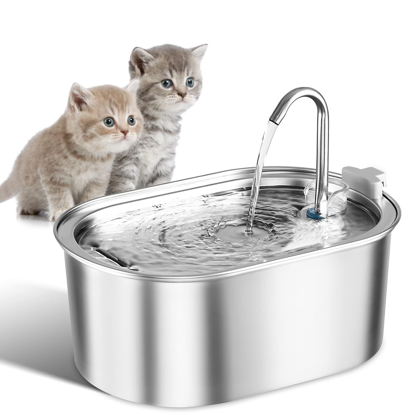 Djiypn Cat Water Fountain, 3.5L/118oz Automatic Stainless Steel Pet Fountain Dog Water Dispenser, Ultra-Quiet Pump and Filters & for Cats, Dogs, Multiple Pets