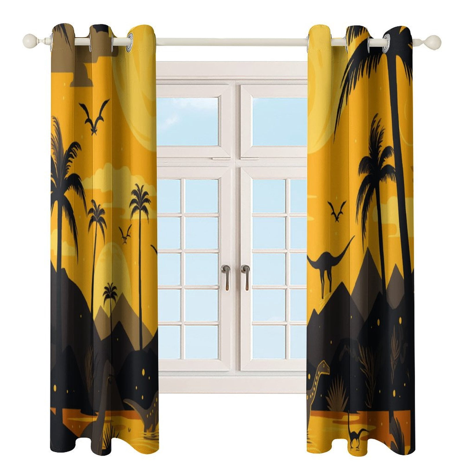 Dinosaur Window Curtain Panels Grommet Blackout Curtains Blackout Curtains for Living Room