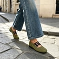 thumbnail image 6 of Miqool Flat Shoes for Women Square Toe Criss Cross Tie Low Block Heels Casual Fall Fashion Soft Comfortable Shoes, 6 of 7