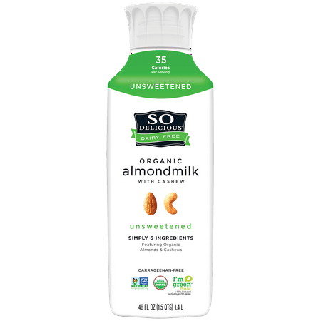 So Delicious Dairy Free Organic Unsweetened Almond/Cashew Milk, 48 Fl. Oz.