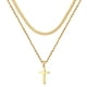 thumbnail image 1 of Collar de cruz para hombres y mujeres de acero inoxidable con capas de oro, cadena de cuerda con colgante de cruz, collar simple, joyería, cadena de cruz delicada para hombres, adolescentes y niñas, 1, 1 of 1