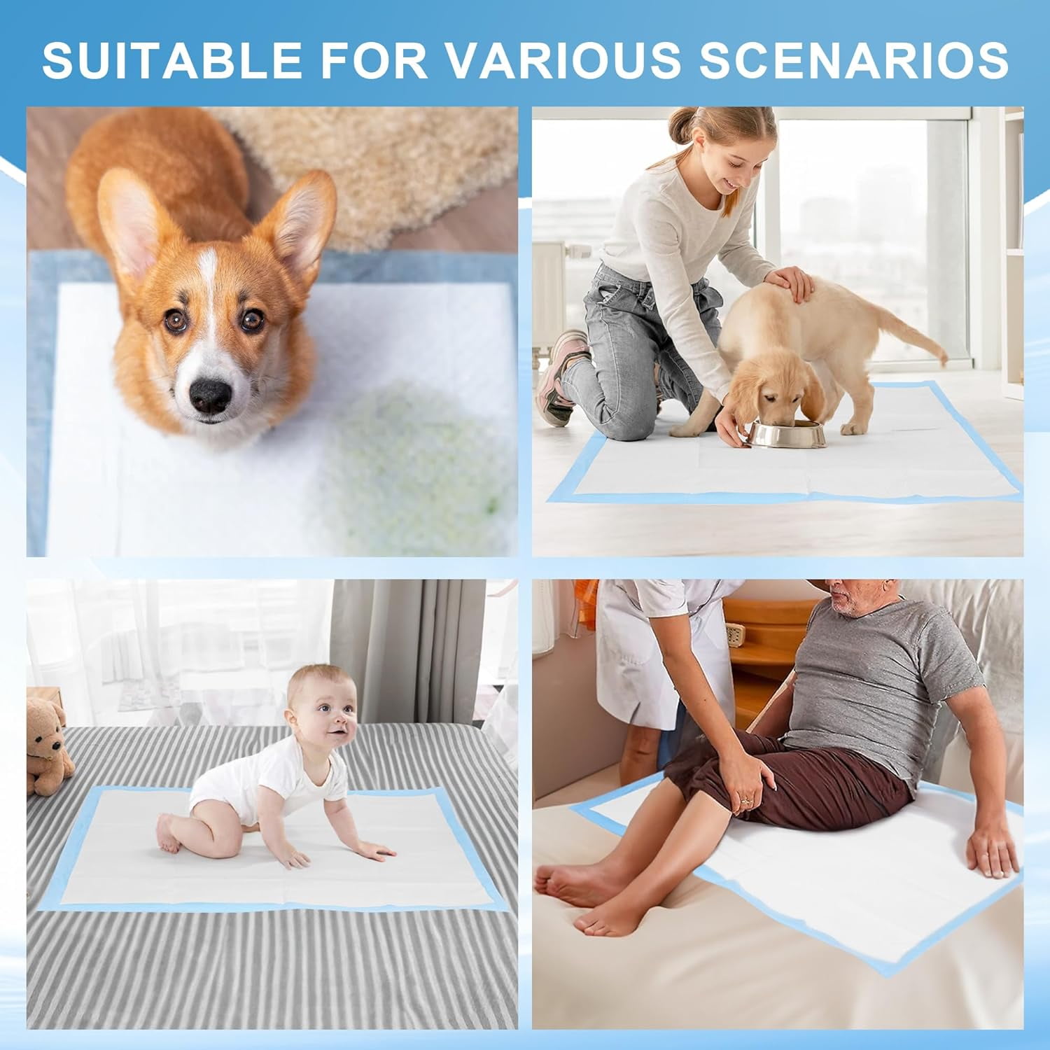 Puppy Pads 24"x36", Disposable Pee Pads for Dogs, Leak-Proof & Super Absorbent, Thicken Potty Training Pads for Doggie Cats Rabbits, Quick Dry Pet Piddle Pad
