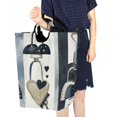 thumbnail image 7 of Heart Lock Pattern Foldable Laundry Hamper 12.6x11x22.7in with Handles for Bathroom Bedroom Storage, 7 of 7
