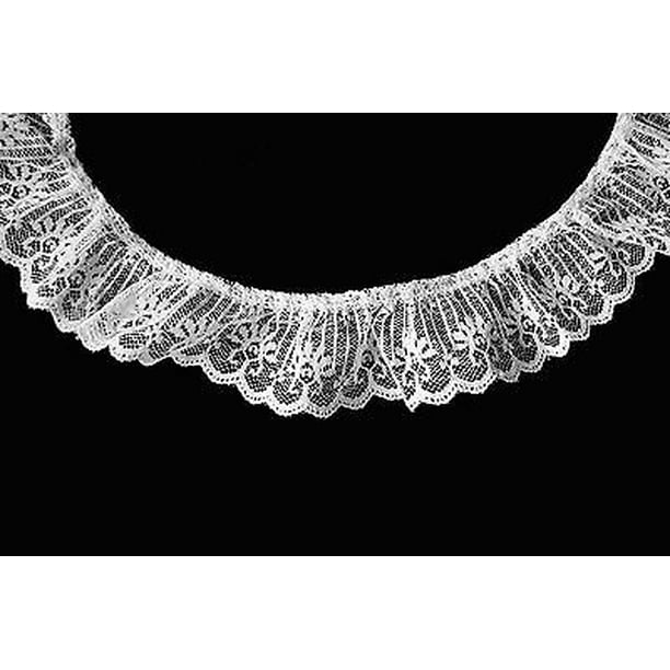 Lily 1.75" White Ruffled Gathered Raschel Lace Trim Sewing Notions