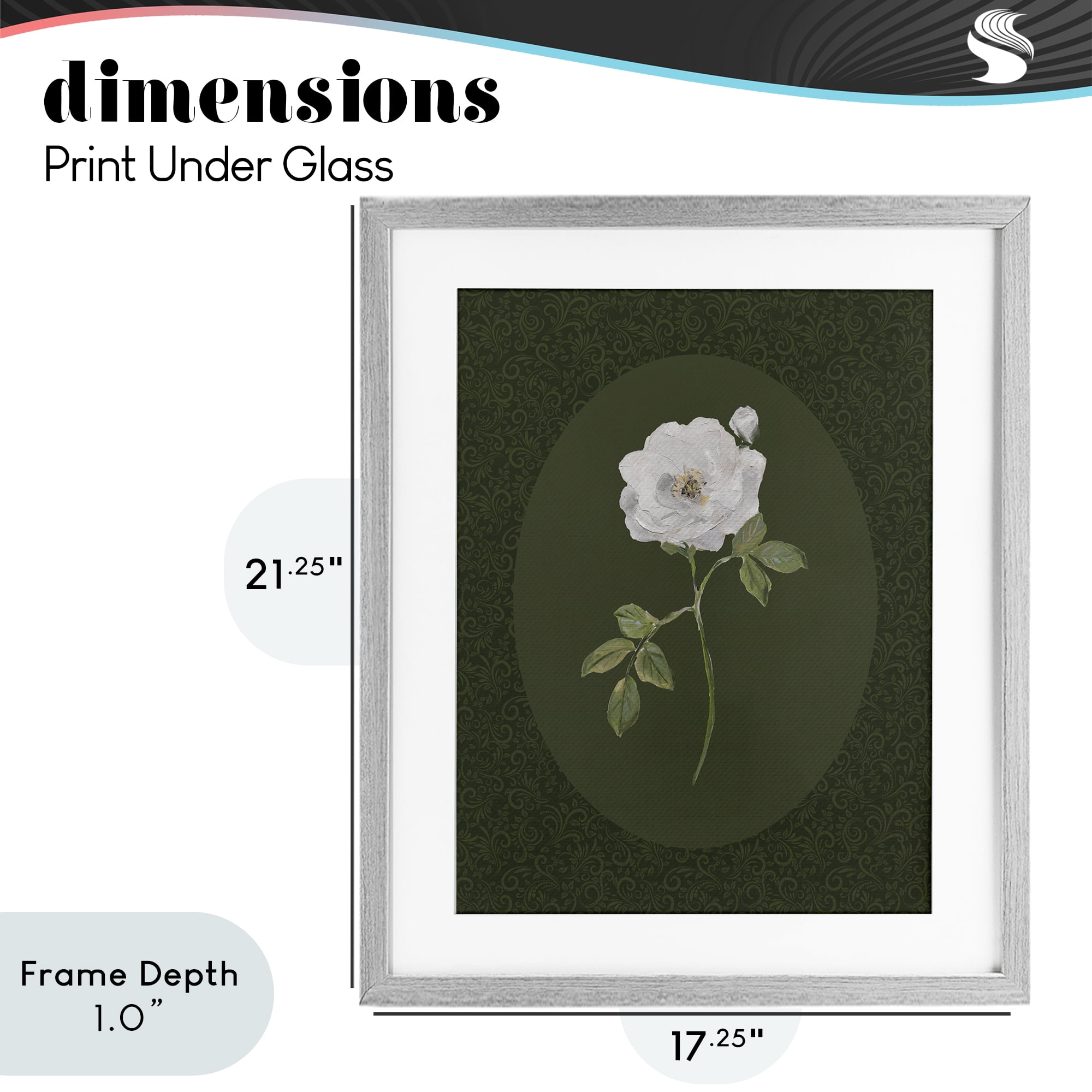 Stupell Industries Emerald & White Oval Rose Gray Framed Print Under Glass, design by Sally Swatland
