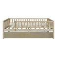 thumbnail image 4 of Wood Daybed with Trundle and Fence Guardrails Natural Full, 4 of 5