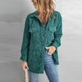thumbnail image 3 of Qetyuw Corduroy Jacket for Women Solid Long Sleeve Cardigans Coat Button Down Lapel Casual Loose Fit Jackets, 3 of 6