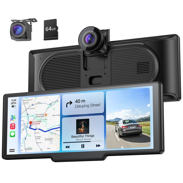 Pantalla CarPlay Krunia 9.26" inalámbrica con cámara de tablero 4K y GPS