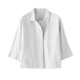 thumbnail image 7 of Fengactive Women's 3/4 Sleeve Jacket Lightweight Loose Spring Lapel Button Down Casual Cropped Cardigan Shirts, 7 of 7