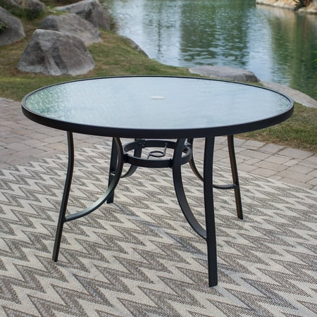 48' Pedestal Dining Table - Coral Coast Wimberley 48 in. Glass-Top Dining Table