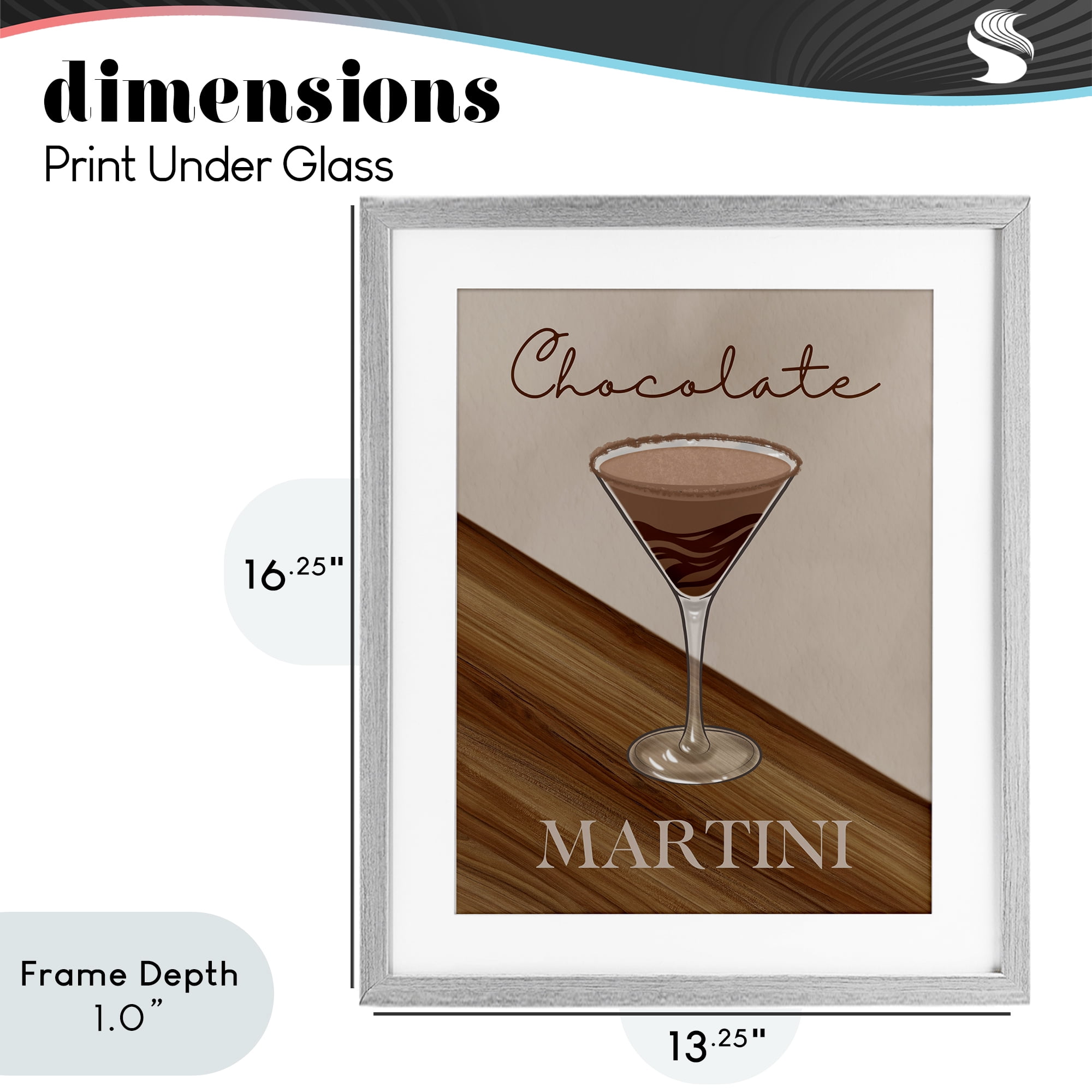 Stupell Industries Chocolate Martini on Brown Gray Framed Print Under Glass, design by Marcus Prime