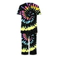 thumbnail image 5 of HUJlwoi Women Button down Pajama Tie Dye Printed Sleepwear Sets Short Sleeve Shirts and Capri Pants Lounge Pj Sets with Pocket, 5 of 6