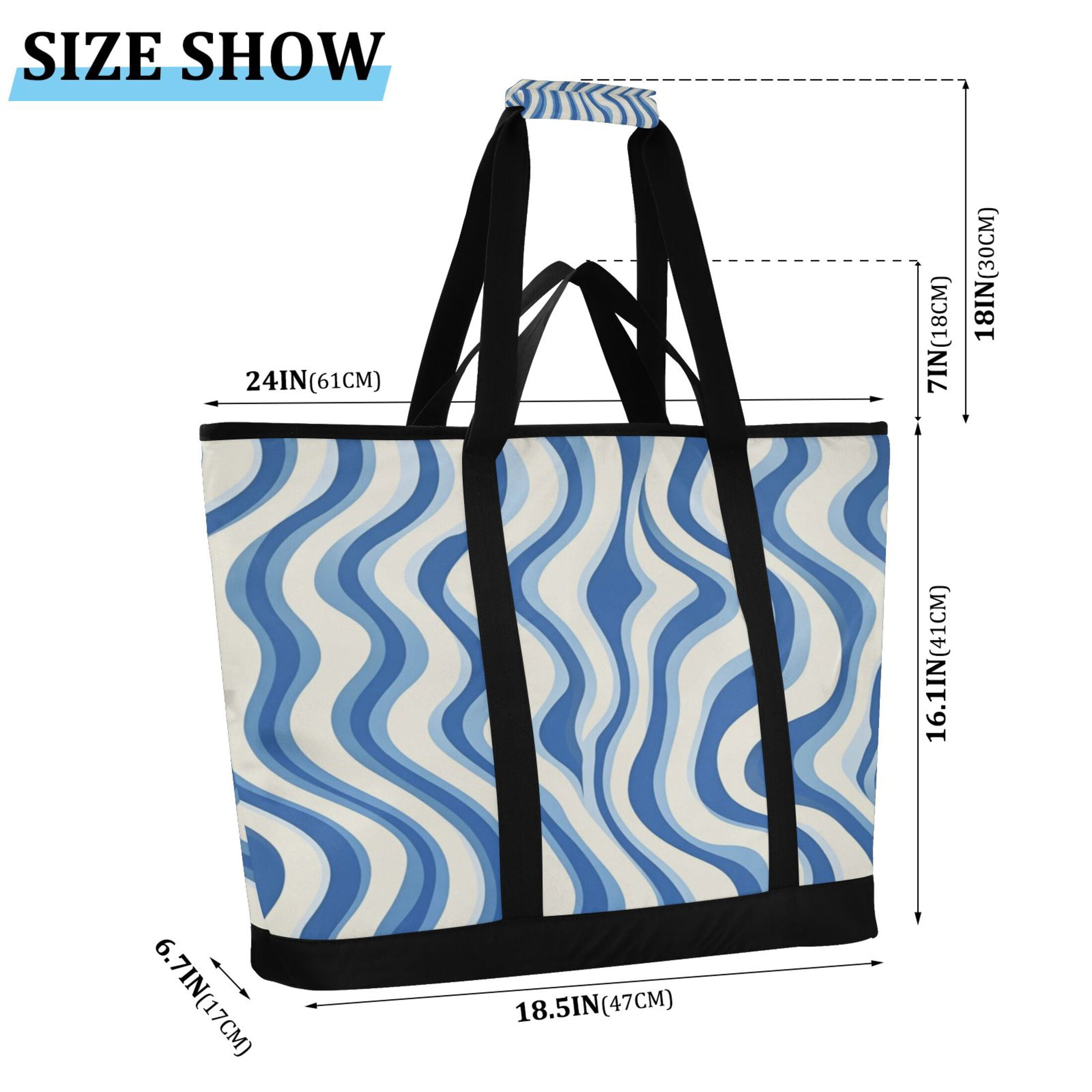 Large Hand-held Ice Pack Picnic Bag Insulation and Refrigeration Suitable for Shopping Picnics and Camping Super Cute Blue Pattern