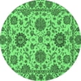 thumbnail image 1 of Ahgly Company Indoor Round Oriental Emerald Green Traditional Area Rugs, 3' Round, 1 of 4