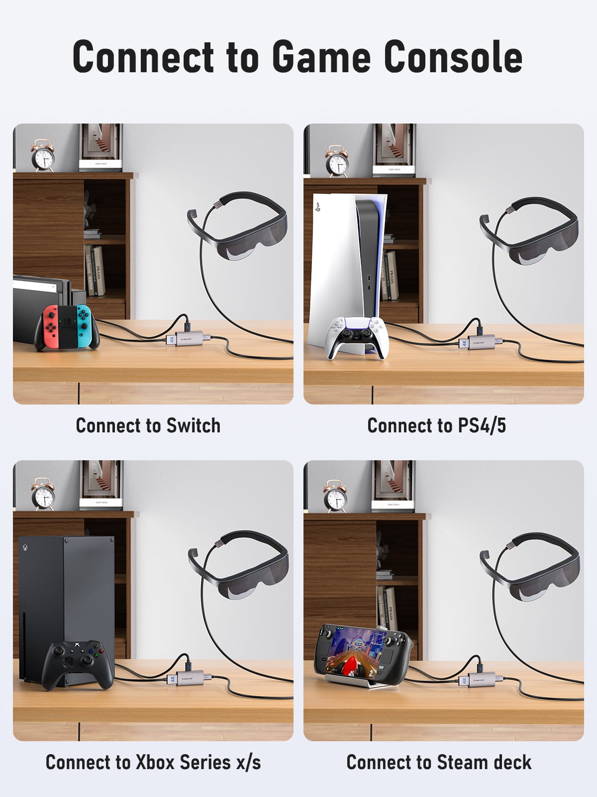 Lemorele HDMI to USB C Adapter, 4K 60Hz Converter for Monitor, Portable Screen, AR Glasses,Type-C Adapter for XREAL Air, Rokid, Nintendo Switch,PS4/PS5,Aluminum Alloy, Plug & Play