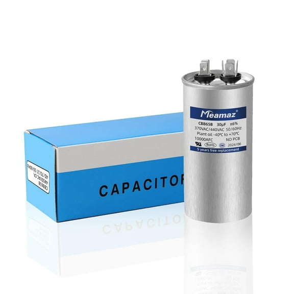 30uf±6% 30MFD AC Capacitor 370V/440V 50/60Hz CBB65B Dual Run Circular Start Capacitor,Use for AC Motor Start or Heat Pump or A/C Condenser and Compressor,5 Years Warranty and Free Replacement