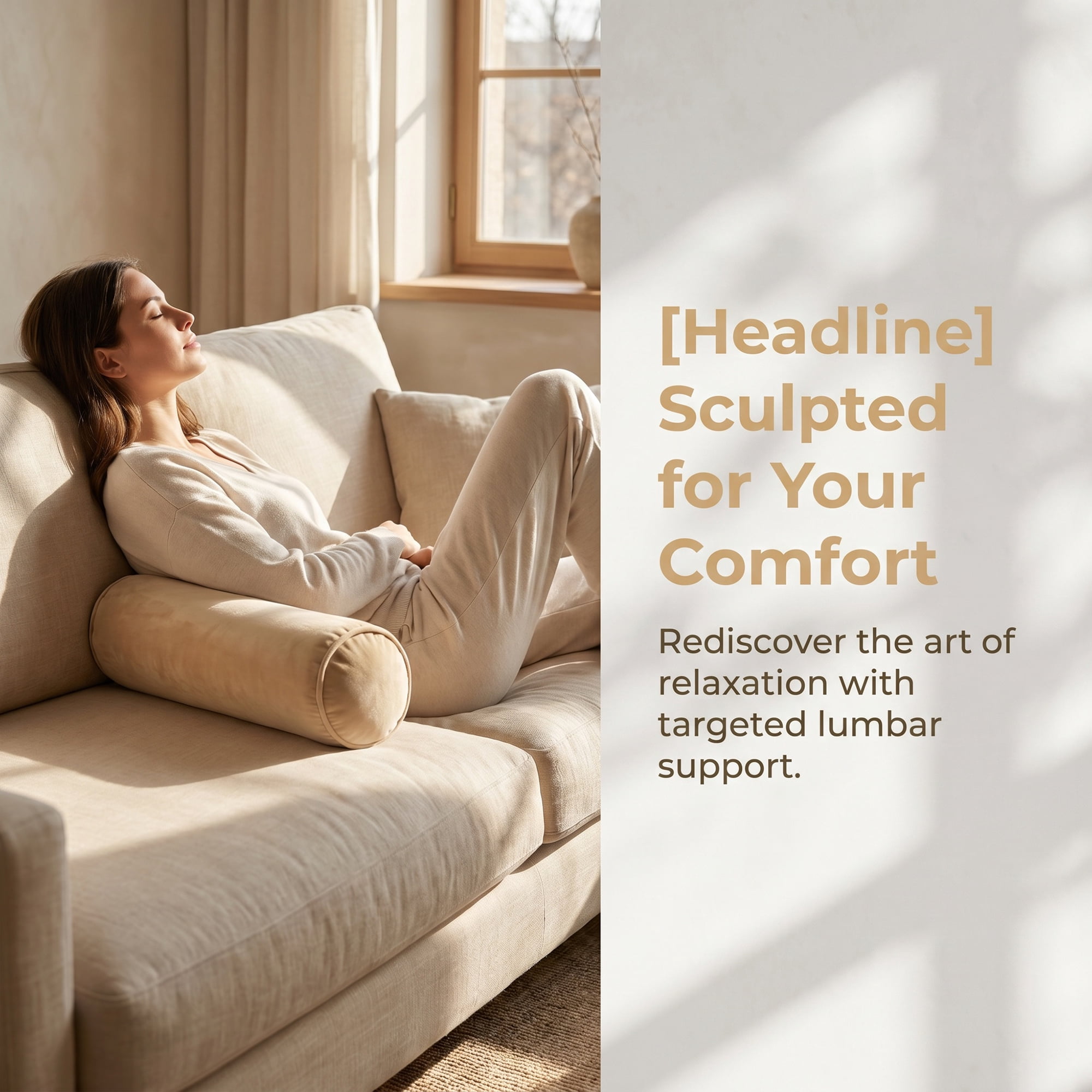 Unique Bargains Lumbar Support Wool Pillow for Back Support Khaki 19.7"x6.7"