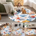thumbnail image 6 of Round Area Rug 5ft,Ocean Starfish Blue Coral Washable Carpet Non-Slip Runner Accent Rugs Indoor Floor Mat for Bedroom Living Room Decor,Watercolor Underwater World, 6 of 9
