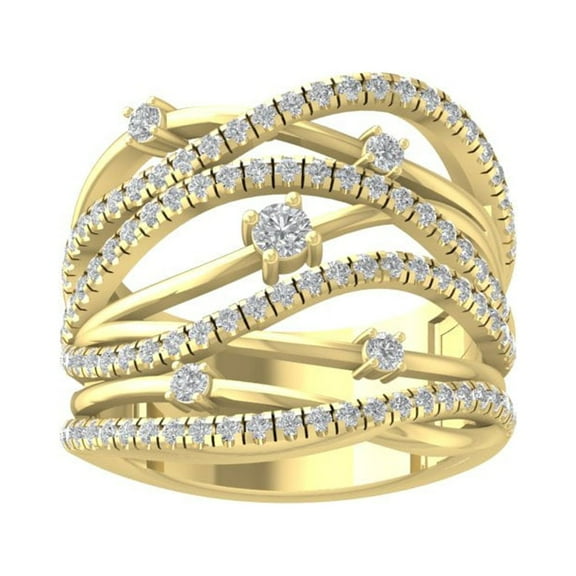 ARAIYA FINE JEWELRY 10K White Gold Lab-Grown Diamond Anniversary Ring (1 cttw Round-shape Lab-Grown Diamonds (D-F Color, VS Clarity) Size 9