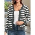 thumbnail image 4 of Cardigans pour Femmes, Chandails à Manches Longues, Décontractés, Légers, Boutonnés, Col en V, Chandail d'Automne, Rayures Grises, m, 4 of 9