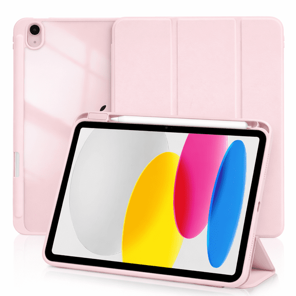 Vena For Apple iPad A16 Case Clear, iPad 10th Generation Case Trifold Stand, iPad 11th Generation Case, Slim Stand Protective Cover, Pink