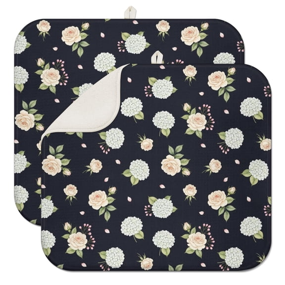 Pioneer Flower Floral Print Pattern Kitchen Dish Drying Mat 1 Pack, Ultra Absorbent Microfiber Drainer Mat, 16"x18"