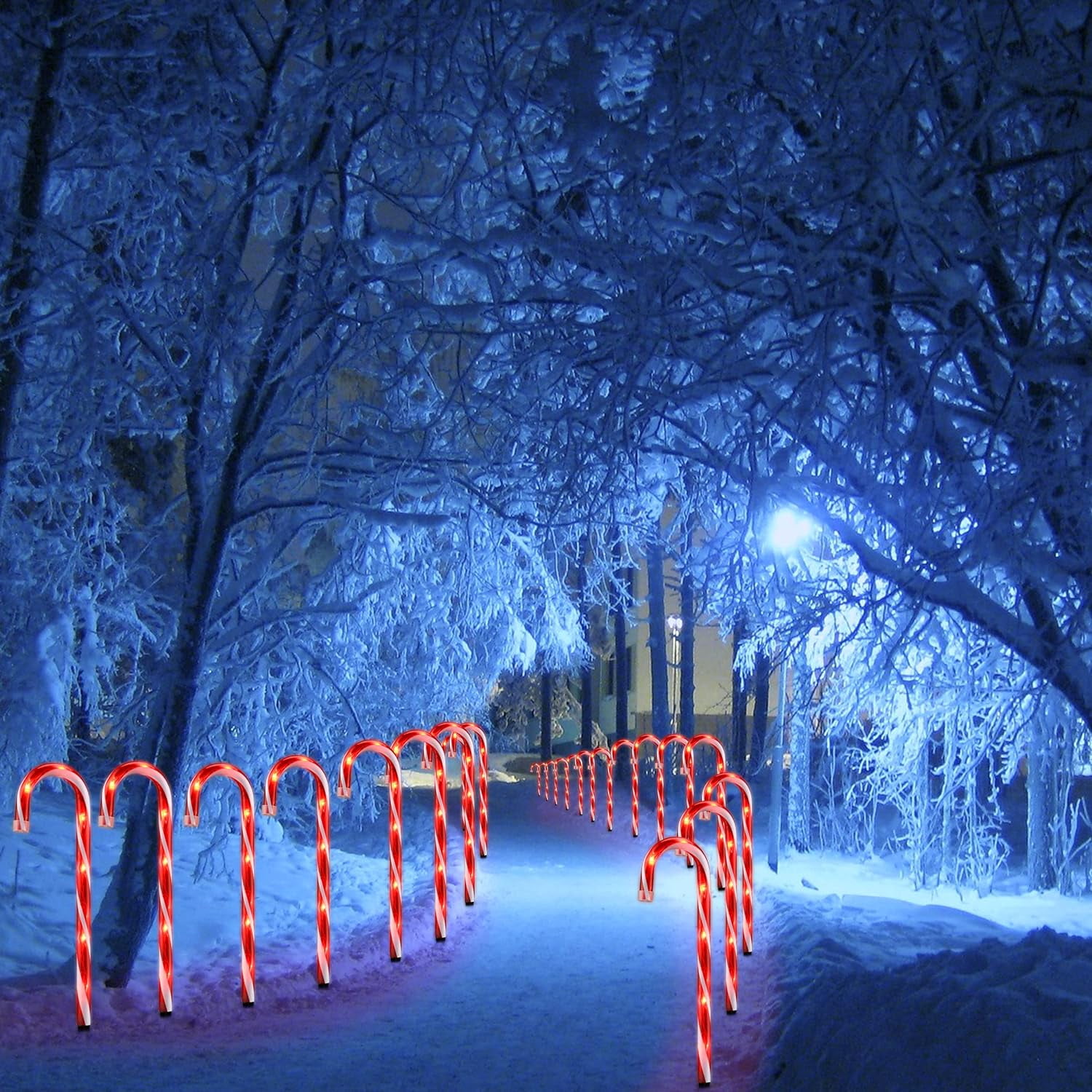 25" Christmas Candy Cane Lights, 72LED Outdoor Pathway Markers Lights Christmas Decor with Stakes, 12 pack,