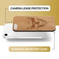 thumbnail image 6 of Case Yard Wooden Case Outside Soft TPU Silicone, Slim Fit Shockproof Wood Protective Phone Cover for Girls Boys Men and Women, Supports Wireless Charging Scary Skull Design case for iPhone-SE, 6 of 7