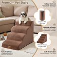 thumbnail image 7 of Pefilos 28" Dog Stairs for Small Pets with High-Density Sponge and Silicone Paw Prints, 4-Step Dog Ramp for Beds and Couch, Brown, 7 of 7