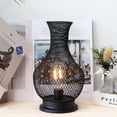 thumbnail image 5 of 11''H Vase Shape Metal Battery Operated Lamp with LED Edison Bulb(Black), 5 of 5