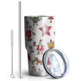thumbnail image 2 of 30oz White Christmas Santa and Character Pattern Tumblers Stainless Steel Tumbler with Lid and Straw,Vacuum Insulated Double Wall Travel Tumbler Cups Mug with Cleaning Brush for Coffee,Tea, 2 of 7