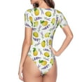 thumbnail image 4 of Naloa Lavender Flowers Women's Short-Sleeved Onesie, One-Piece Swimsuit for Parties, dates, clubs - Medium, 4 of 9