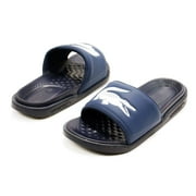 Lacoste Mens Croco Dualiste 1122 2 Slide Sandals, Navy \ White,7 M US