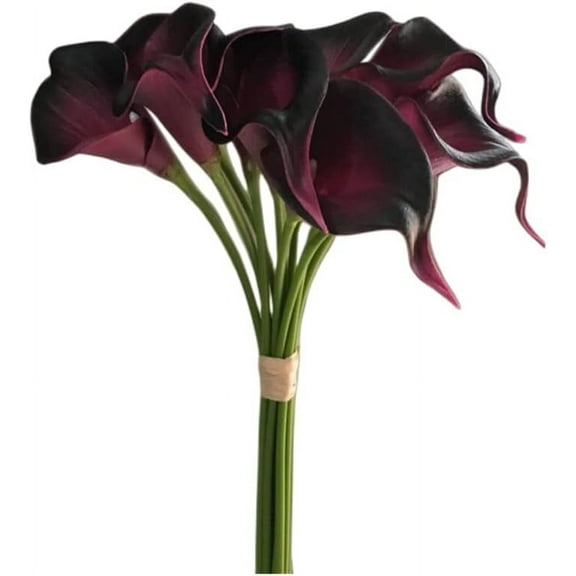 14"Artificial Calla Lily Flowers,12 Single Heads PU Flower Small Flower Bouquet Accessorie,Calla Lily Bridal Wedding Bouquet for Greenery Plants Indoor Outside Garland Home Office Decor (Purple)