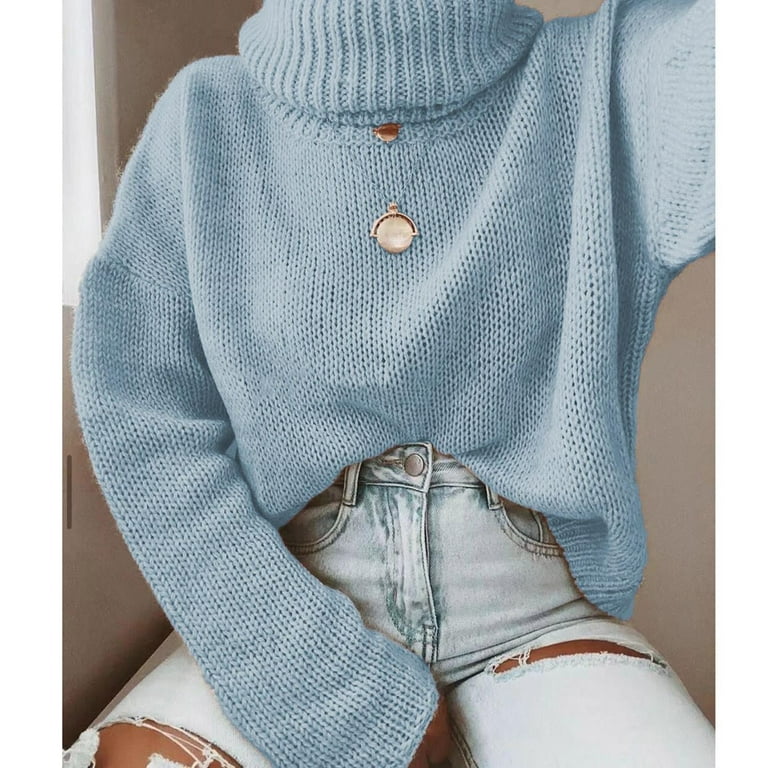 XFLWAM Turtleneck Sweater Women Oversized Cowl Neck Sweater