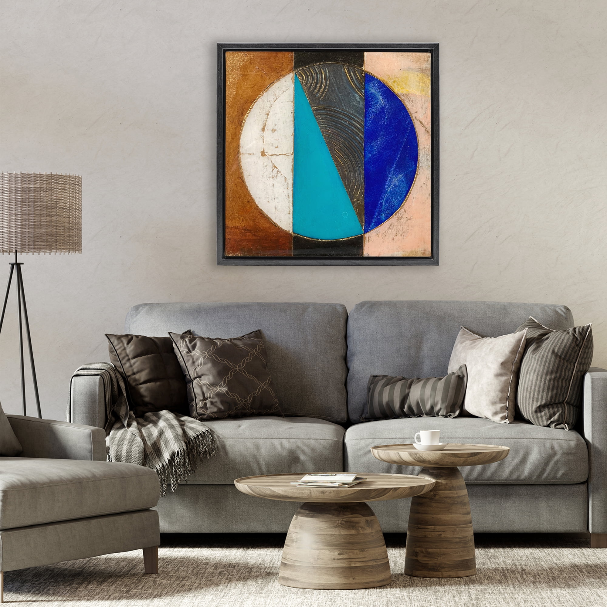 Stupell Industries Structured Circle Abstraction Black Framed Floater Canvas Wall Art, design by Matthew Finger