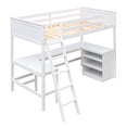 thumbnail image 5 of Harper & Bright Designs Twin Size Loft Bed with Desk and Shelves, Wooden Loft Bed with Storage for Adults, White, 5 of 16