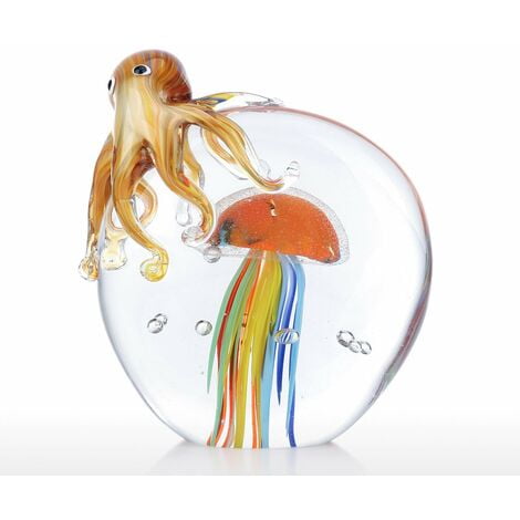 Handmade colored octopus jellyfish sculpture in glass decoration Animal art home decoration gift craft decoration YOIURT