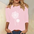 thumbnail image 2 of Plebaso Chemises à Manches 3/4 pour Femmes, Col Rond Décontracté, Hauts Imprimés, Coupe Ample, Blouses Printemps Été 2025 pour Femmes, 2 of 4