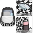thumbnail image 4 of Black and White Wavy Checkered 17" School Backpacks for Teens,Waterproof Oxford Fabric,S-Shape Padded Straps for School,Travel,Hiking,Camping, 4 of 6