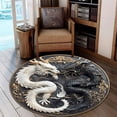 thumbnail image 3 of Palm Tree Round Area Rug, tropical island circle carpet for patio door area, dining room or bedroom, soft washable non-slip floor mat, resort style décor, 3 of 6