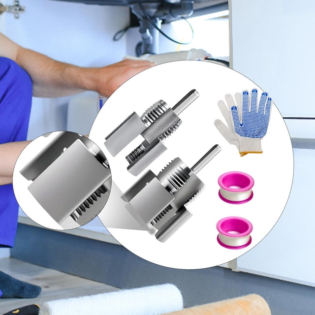 Kit de 2 herramientas de fontanería para roscar tuberías, 1/2'' 3/4'', versátil, con integración interna y externa, para reparaciones