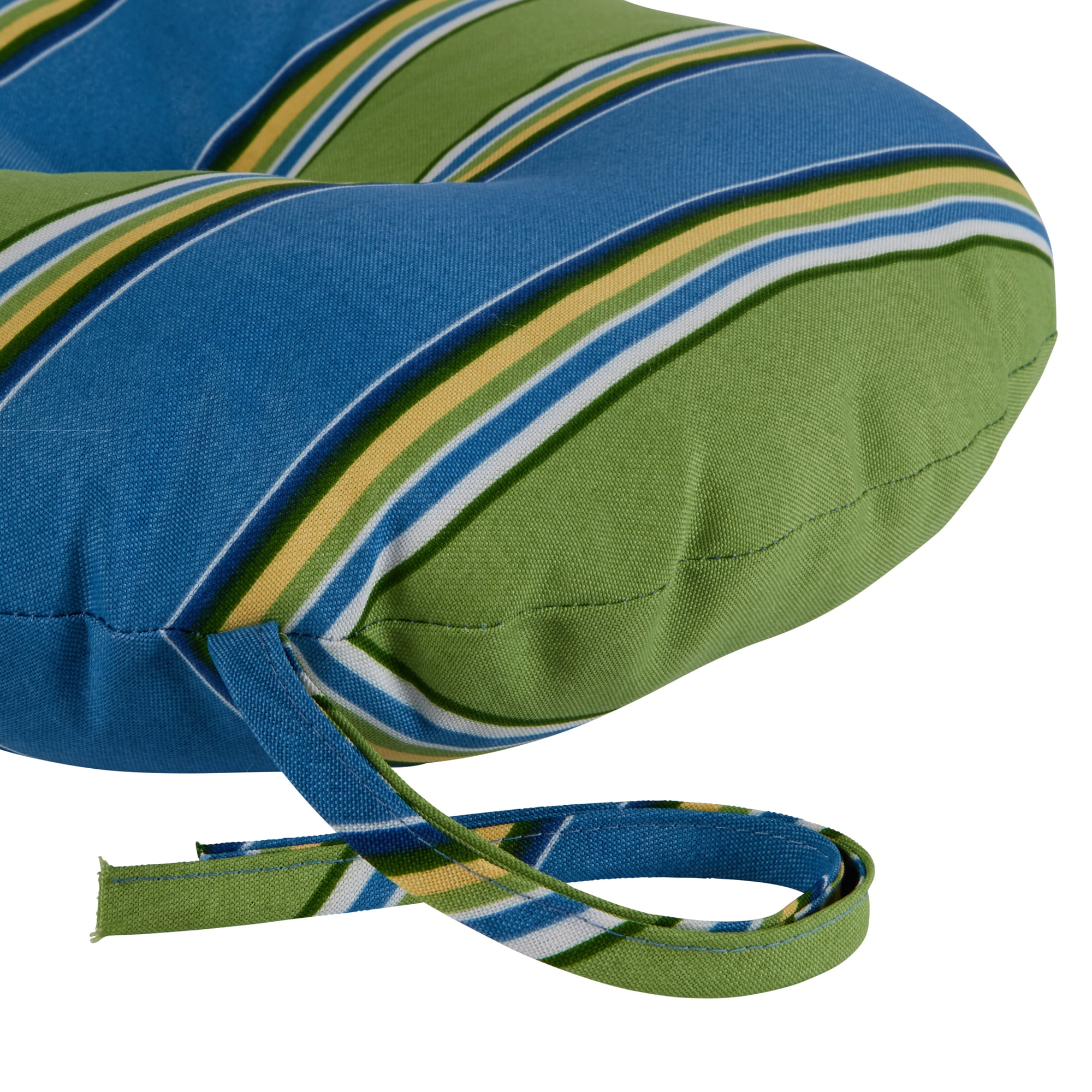 Cayman Stripe 15-inch Outdoor Round Bistro Chair Cushion (4-pack)