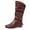 Wine, variant on Boots for Women,Mid-Calf Boots Autumn Winter Round Toe Low Heel On Comfortable Casual Flat Sole Footwear for Daily Wear,Knee High Boots Women,Wine,9