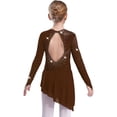thumbnail image 5 of iiniim Girls Sparkly Figure Ice Skating Dress Mesh Long Sleeve Irregular Hem Ballet Lyrical Ballroom Dancewear Brown 12, 5 of 6